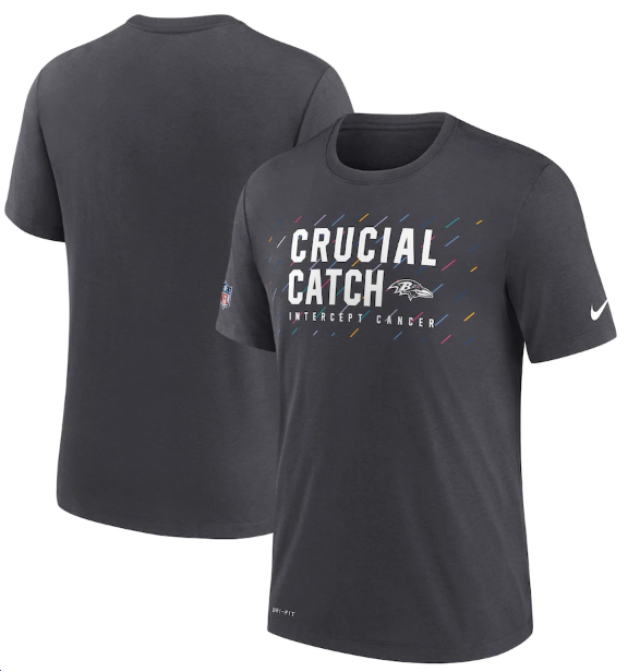 Men's Baltimore Ravens Charcoal 2021 Crucial Catch Performance T-Shirt Men's Baltimore Ravens Charcoal 2021 Crucial Catch Performance T-Shirt